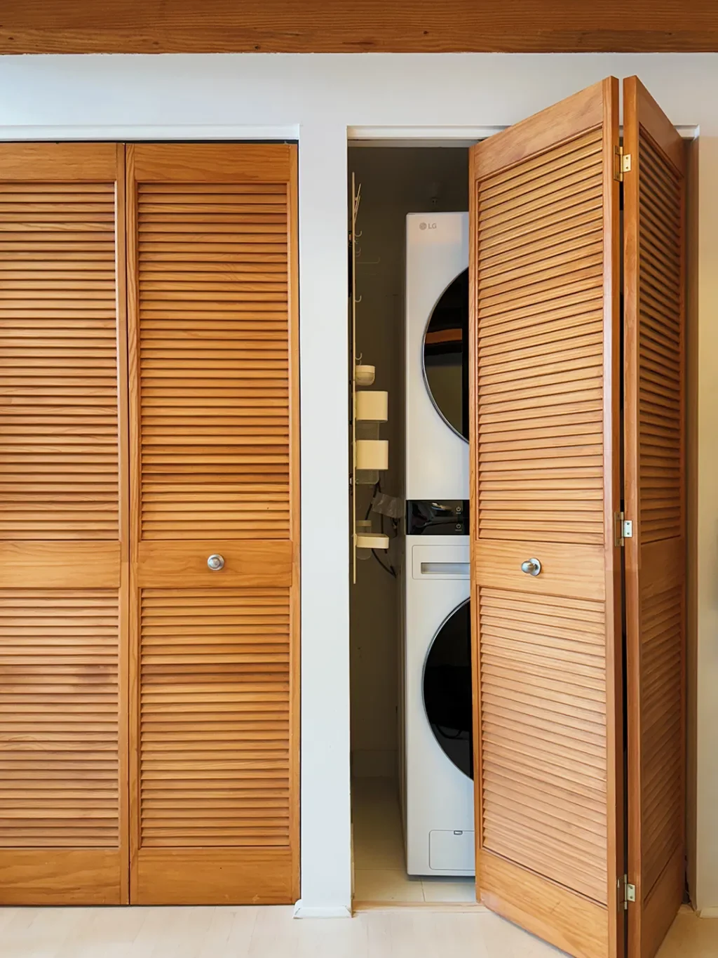 An IKEA Pegboard Was the Smart Storage Fix for Cleaning Supplies in This Narrow Laundry Closet