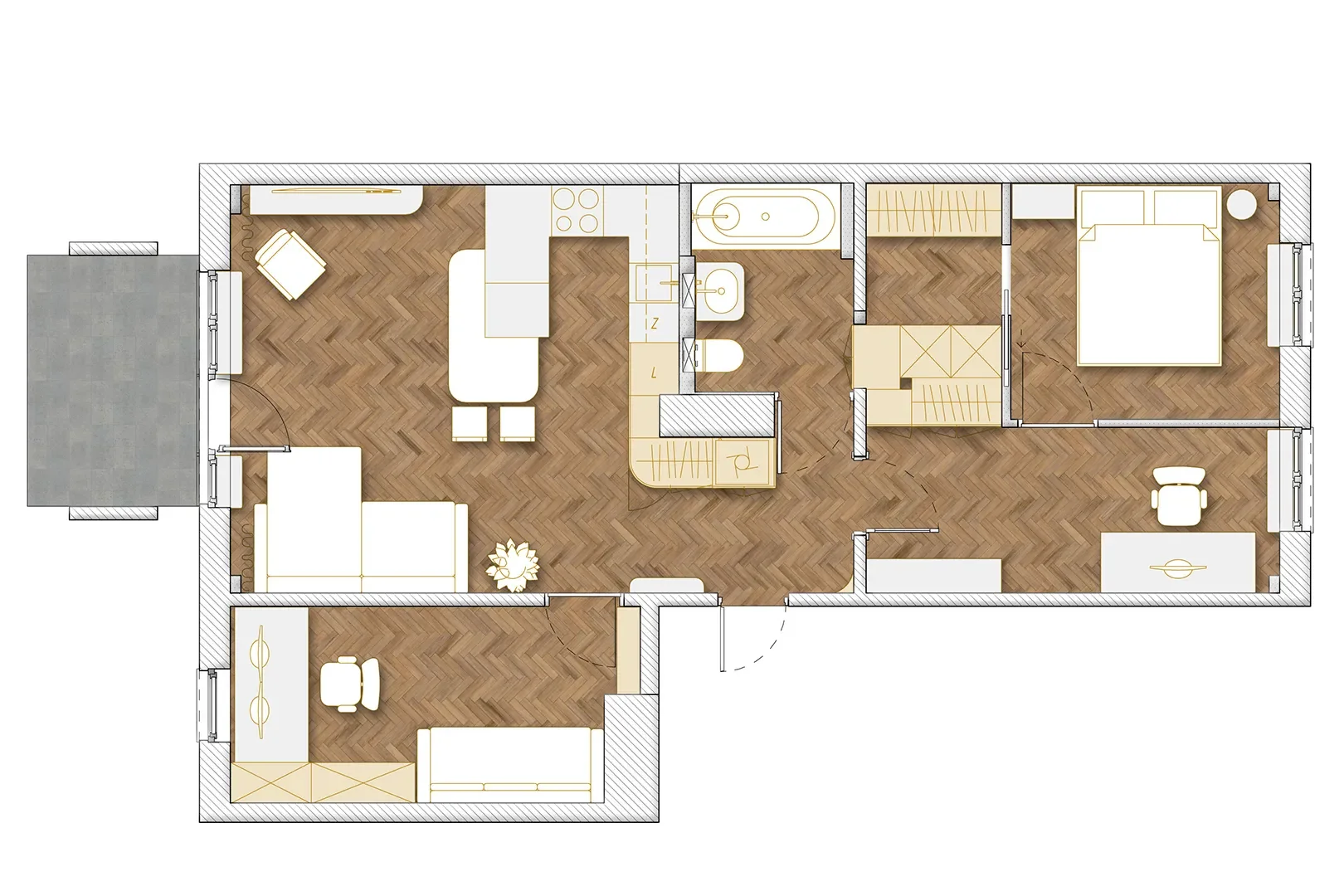 This Wood-Clad Warsaw Apartment Delivers Six Zones in Just 678 Square Feet - 3